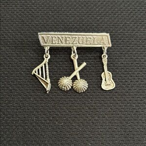 Venezuela Silver Tone Charm Brooch